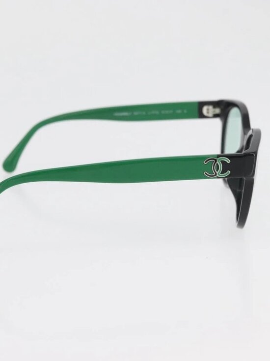 CHANEL COCO Mark Glasses plastic Green CC Auth BAZ663 main image 4